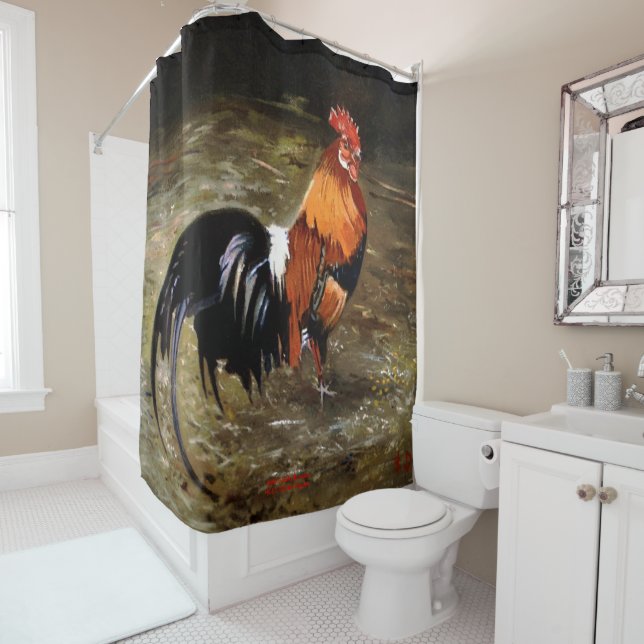 Rideaux De Douche Coq/Gaulois/Rooster (En situation)