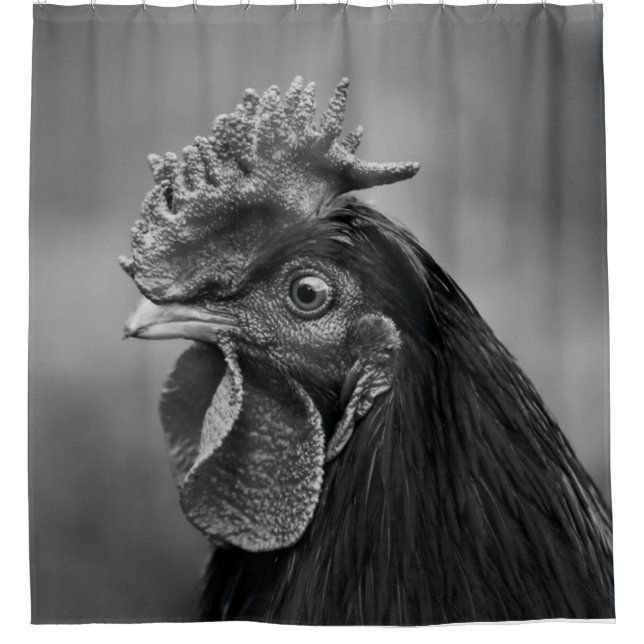 Rideaux De Douche Coq noir et blanc (Devant)