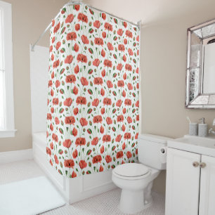 Rideaux De Douche Coquelicot Aquarelle Fleur Sauvage