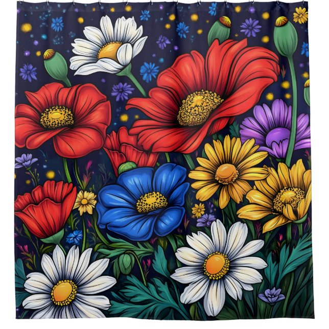 Rideaux De Douche Coquelicots Fleurs (Devant)