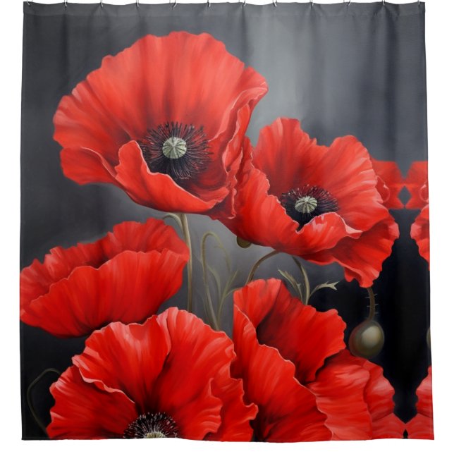 Rideaux De Douche Coquelicots Fleurs (Devant)