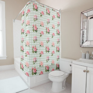 Rideaux De Douche Coquette Sage esthétique En vichy & Roses roses ro