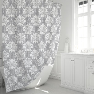 Rideaux De Douche Coquillage Gris & Blanc