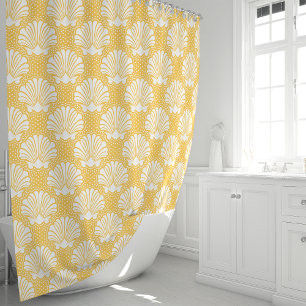 Rideaux De Douche Coquillage jaune et blanc