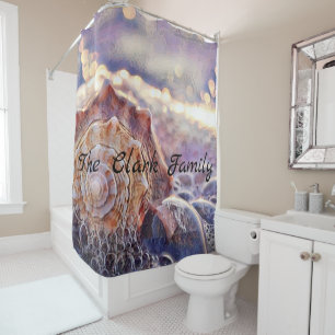 Rideaux De Douche Coquillage pourpre dans la peinture marine