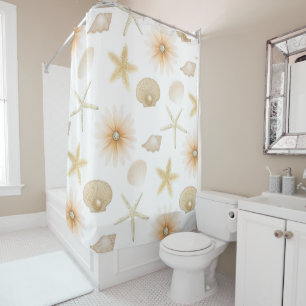 Rideaux De Douche Coquillages et fleurs de Peach Beach Moderne glamo