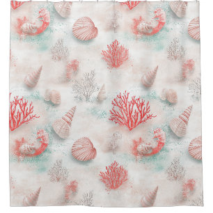 Rideaux De Douche Coquillages et Motif de Vagues Océaniques (7)