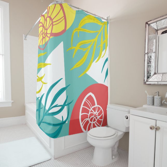 Rideaux De Douche Coquillages marins Geo Nautical (En situation)