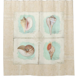 Rideaux De Douche Coquilles de mer classiques Plage Océan Côte Dé