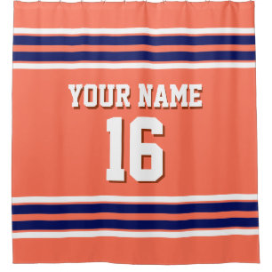 Rideaux De Douche Corail avec Marine White Stripes Sports Jersey