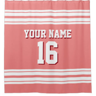 Rideaux De Douche Corail clair avec rayures blanches Sports Jersey