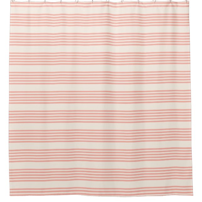 Rideaux De Douche Corail et beige cinq rayures motif (Devant)