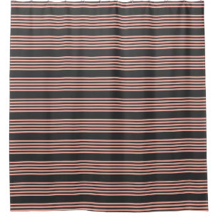 Rideaux De Douche Corail et charbon de bois cinq bandes motif