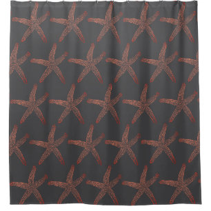 Rideaux De Douche Corail gris étoile de mer motifs orange motifs nau