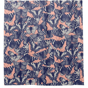 Rideaux De Douche corail pâle papillon