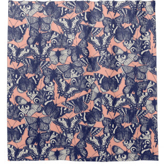 Rideaux De Douche corail pâle papillon
