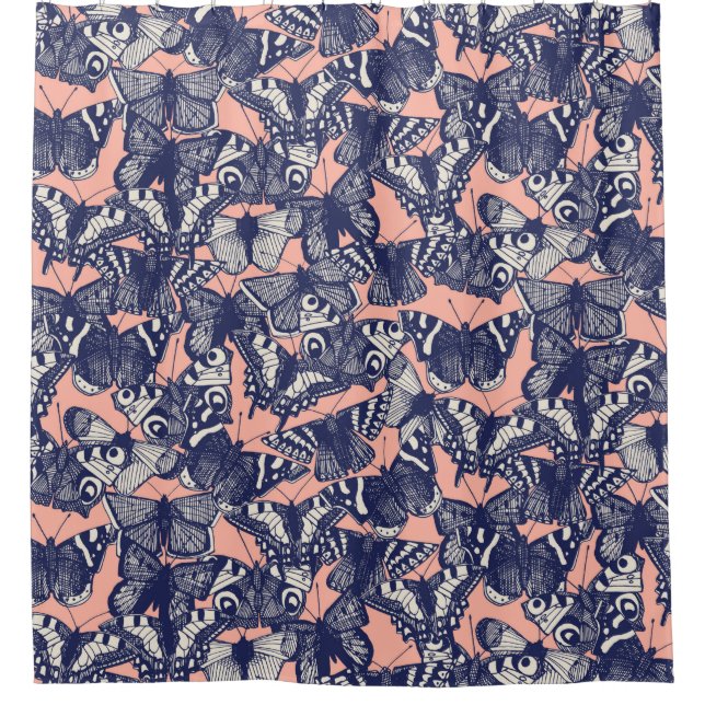 Rideaux De Douche corail pâle papillon (Devant)