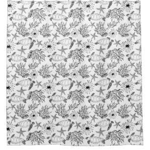 Rideaux De Douche Corail plante, tortue marine