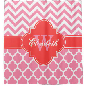 Rideaux De Douche Corail Rouge Marocain #5 Chevron 1IQRN