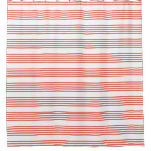 Rideaux De Douche Corail vivant et blanc cinq bandes motif