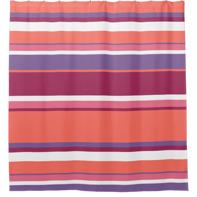 Rideaux De Douche Corail vivant, rouge et violet (Devant)