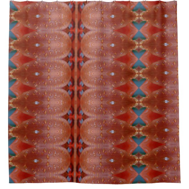 Rideaux De Douche Coral et Ikat bleu (Devant)