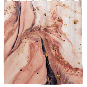 Rideaux De Douche Coral Gold Marbling : Motif naturel