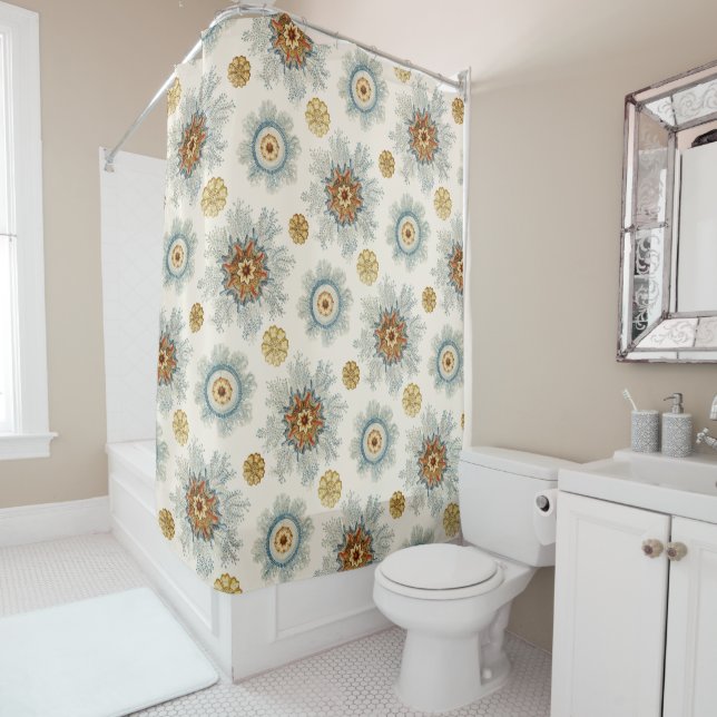 Rideaux De Douche Coral Mandala Motif (En situation)