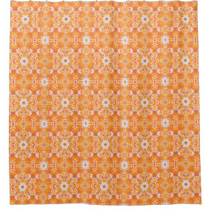 Rideaux De Douche Coral Orange et crème Batik Motif