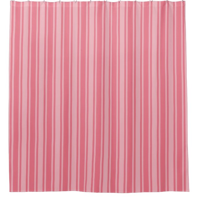 Rideaux De Douche Coral rose bonbons rayures (Devant)