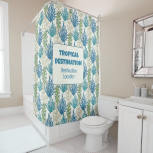 Rideaux De Douche Coral Seaweeds texte personnalisé
