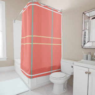 Rideaux De Douche Coral Turquoise Blanc Motif géométrique