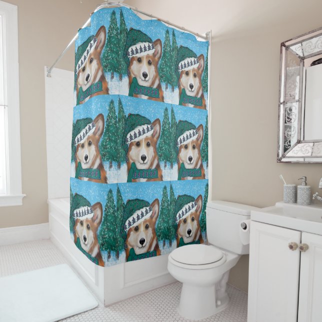 Rideaux De Douche Corgi (En situation)