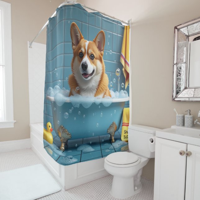 Rideaux De Douche Corgi Dégueulasse Endormi Mignon Drôle (En situation)