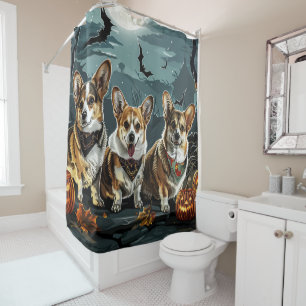 Rideaux De Douche Corgi Halloween Éffrayant
