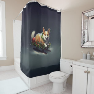Rideaux De Douche Corgi neige de Noël hiver