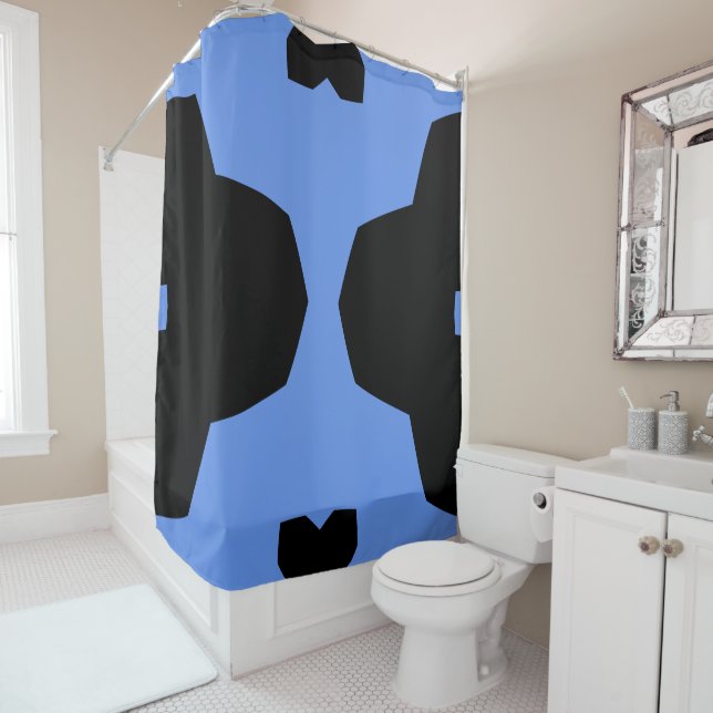 Rideaux De Douche Cornflower bleu et noir géométrique (En situation)