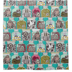 Rideaux De Douche cornichons bizarres bleu