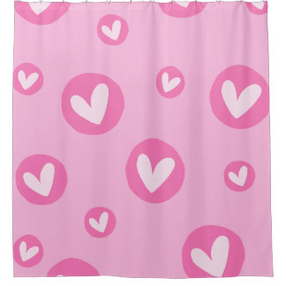 Rideaux De Douche Cortina de Banho com Padrão de Corações Rosa