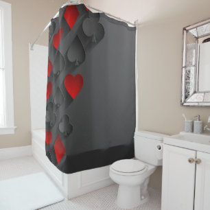 Rideaux De Douche Costume de carte de jeu de poker sur noir