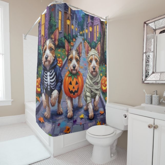 Rideaux De Douche Costume d'Halloween pour Biewer Terrier allant che (En situation)