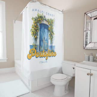 Rideaux De Douche Côte d'Amalfi Portofino La Dolce Vita Italia Lemon