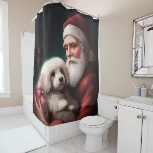 Rideaux De Douche Coton De Tulear Avec Noël Du Père Noël
