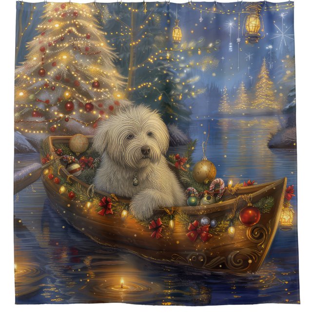Rideaux De Douche Coton De Tulear Noël Festive Voyage (Devant)