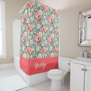 Rideaux De Douche Cottage Floral Monogrammé de Campagne Française