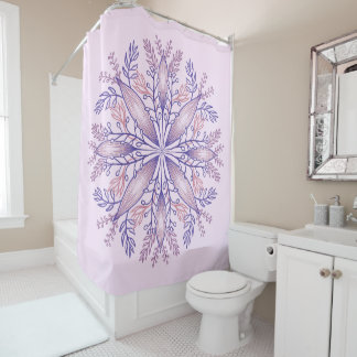 Rideaux De Douche Cottagecore botanique ligne fleurie art rose