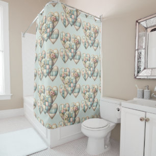 Rideaux De Douche Cottagecore Pastel Cœurs Patchwork