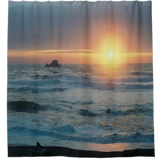 Rideaux De Douche Coucher de soleil et paysage marin...... (Devant)