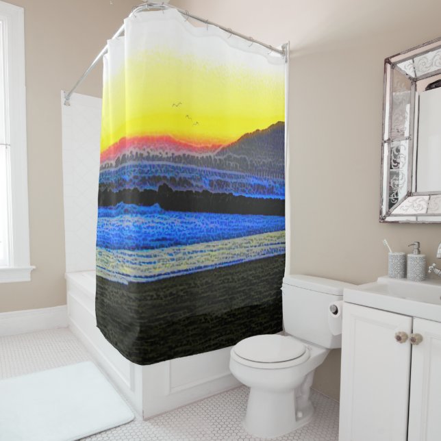 Rideaux De Douche Coucher de soleil mystique  (En situation)