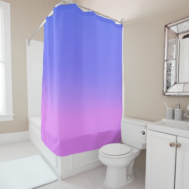 Rideaux De Douche Coucher de soleil Ombre rose et violet (En situation)